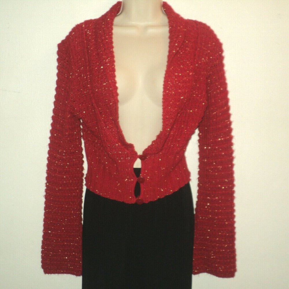 Cool Attitude M Sweater Red /Gold Metallic Cardign